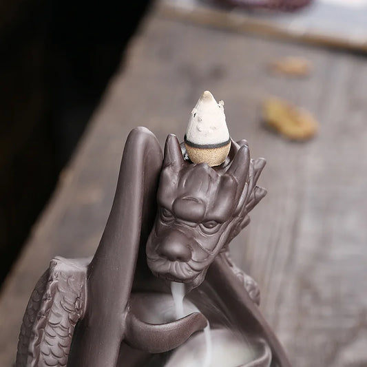 Relief Dragon Waterfall Backflow Incense Burner – Zen Aromatherapy Ornament for Home Decor