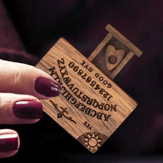Mini Wooden Ouija Board Game – Vintage Alphabet Divination Set with Planchette